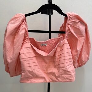 Abercrombie & Fitch Coral Puff Sleeve Blouse